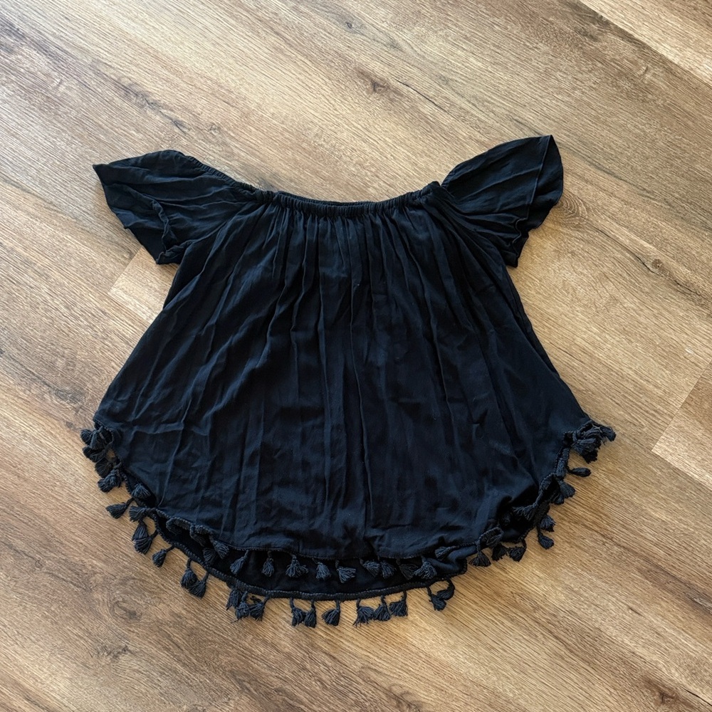 Ava Sky Black Off-Shoulder Top
